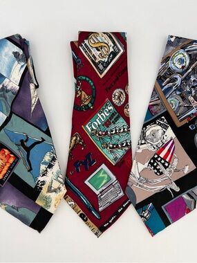 Nicole Miller Neck Dress Ties LOT 3 100% Silk Extreme Sports Forbes Motorcycle